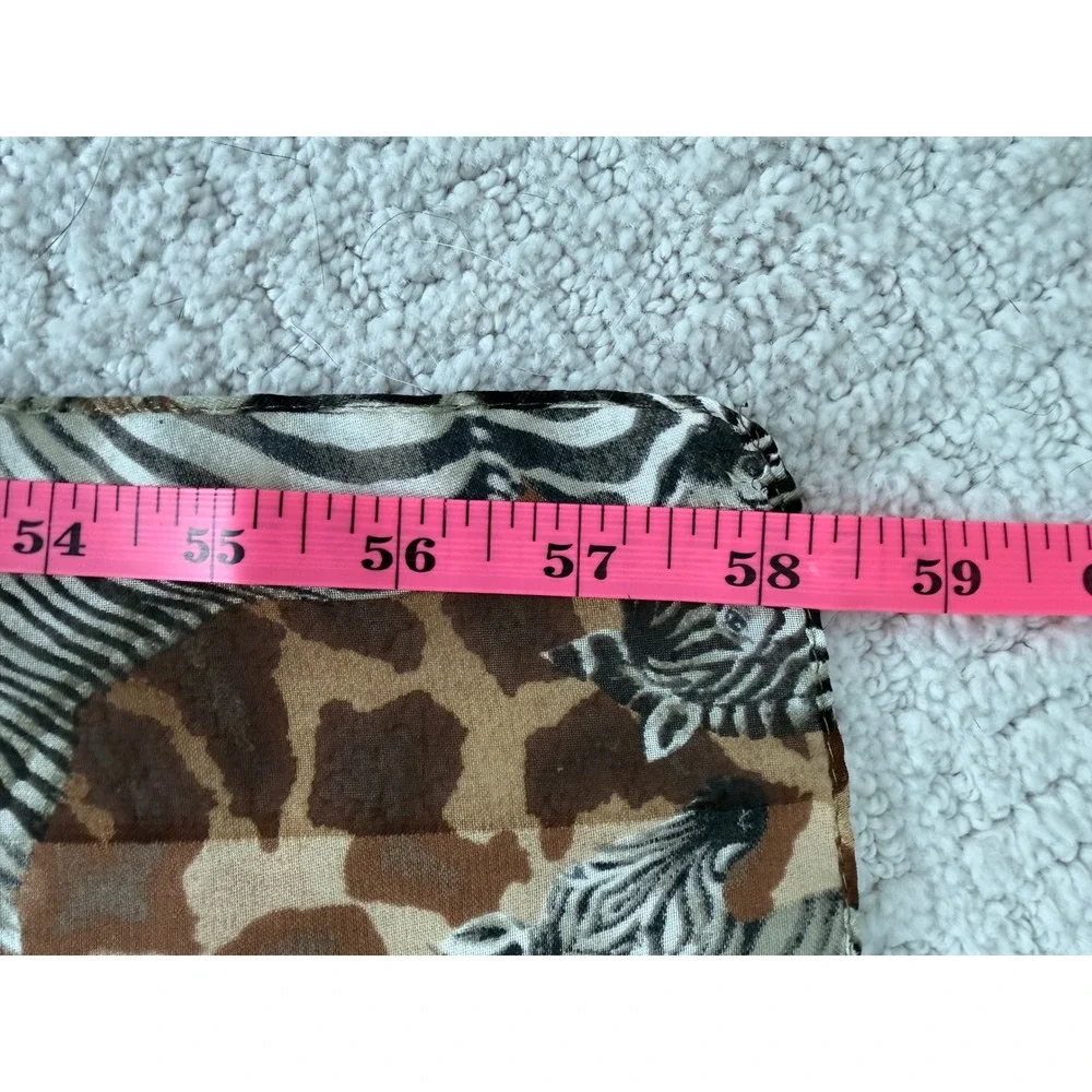 Safari Animal Print Sheer Shawl Giraffe Zebra Flamingo Olive Green